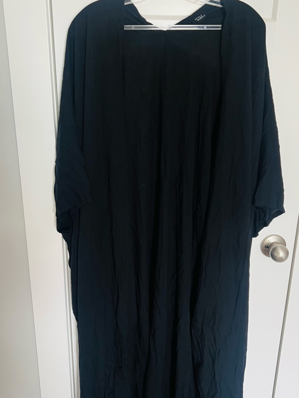 Lightweight Open Front Black Women's Tunic Cardigan